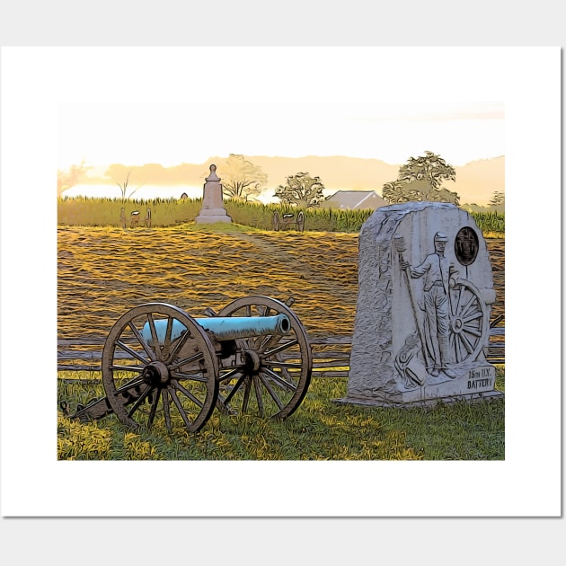 Gettysburg Battlefield Peach Orchard Area - No Lettering Wall Art by Andy's Art